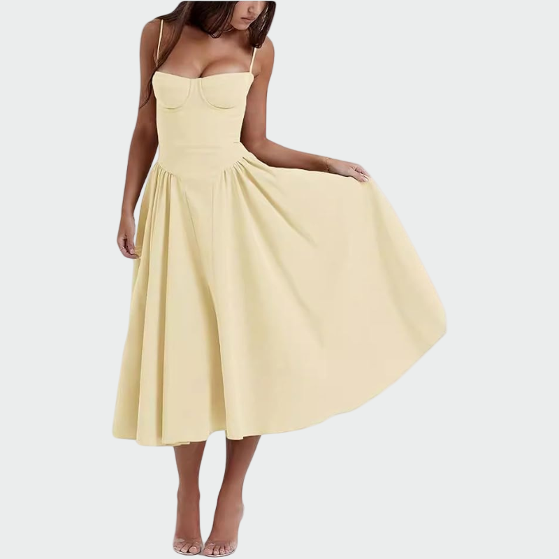 Vestido Maxi de Satén con Tirantes Finos