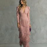Clara – Vestido Elegante con Flecos