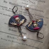 Pendientes Boho con Perla y Cristal Rojo
