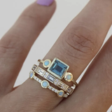 Océano - Anillo de cristal azul vintage