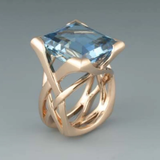 Anillo Vintage en Oro Rosa con Zirconitas Azules