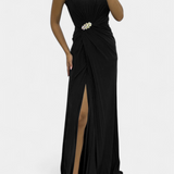 Vestido Emilija Maxi con Pliegues y Escote Lateral