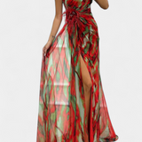Vestido Maxi Asimétrico Blanka con Motivo Vivaz