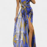 Vestido Maxi Asimétrico Blanka con Motivo Vivaz