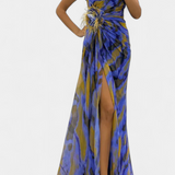Vestido Maxi Asimétrico Blanka con Motivo Vivaz