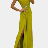 Vestido Emilija Maxi con Pliegues y Escote Lateral
