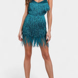 Mirjana Mini Vestido con Plumas