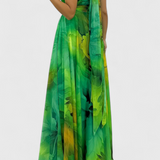 Vestido Maxi Antonija en Chiffon con Motivo Floral y Cuello Halter