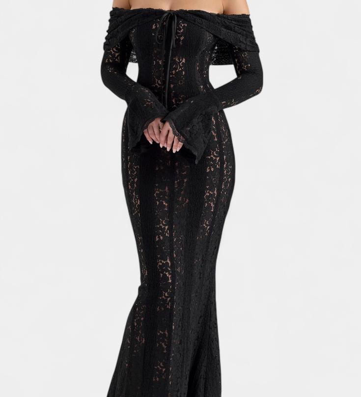 Vestido Maxi Josipa con Hombros Descubiertos