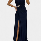 Vestido Emilija Maxi con Pliegues y Escote Lateral