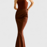 Vestido Maxi Leona con Estilo Top y Silueta Alargada