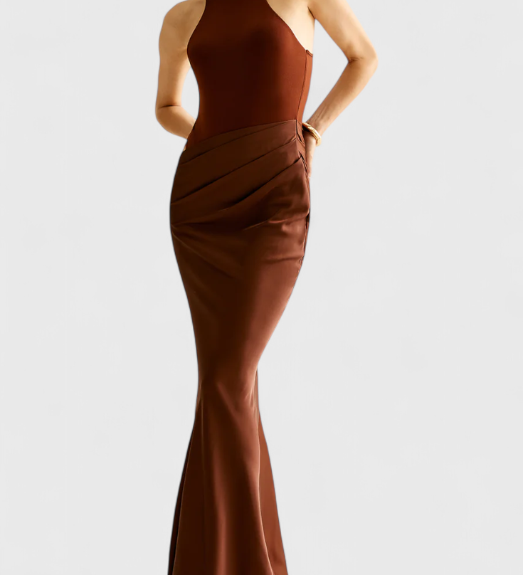 Vestido Maxi Leona con Estilo Top y Silueta Alargada