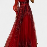 Vestido Maxi Natalija en Chiffon con Hombros Descubiertos y Rosa Voluminoso