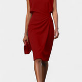 Vestido Midi Maša con Mangas Largas y Escote Redondo