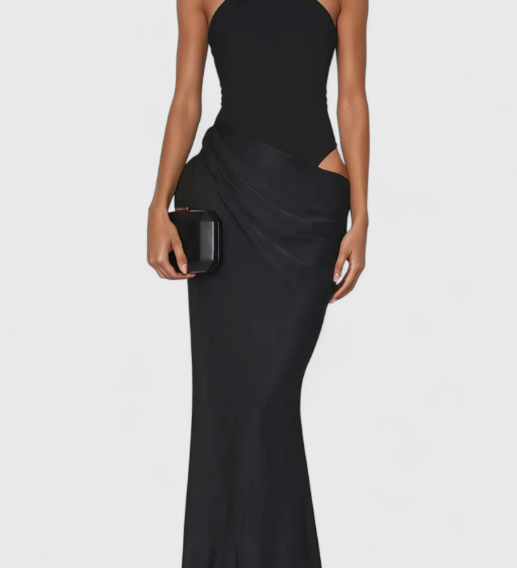 Vestido Maxi Leona con Estilo Top y Silueta Alargada