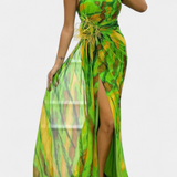 Vestido Maxi Asimétrico Blanka con Motivo Vivaz