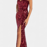 Vestido Marijana con Escote Halter y Paillettes