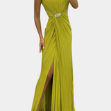Vestido Emilija Maxi con Pliegues y Escote Lateral