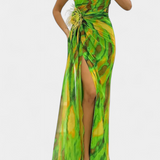 Vestido Maxi Asimétrico Blanka con Motivo Vivaz