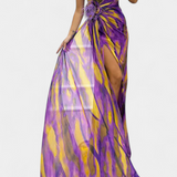Vestido Maxi Asimétrico Blanka con Motivo Vivaz