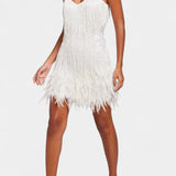 Mirjana Mini Vestido con Plumas