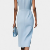 Vestido Midi Maša con Mangas Largas y Escote Redondo