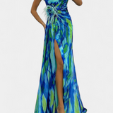 Vestido Maxi Asimétrico Blanka con Motivo Vivaz