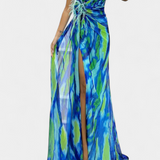 Vestido Maxi Asimétrico Blanka con Motivo Vivaz