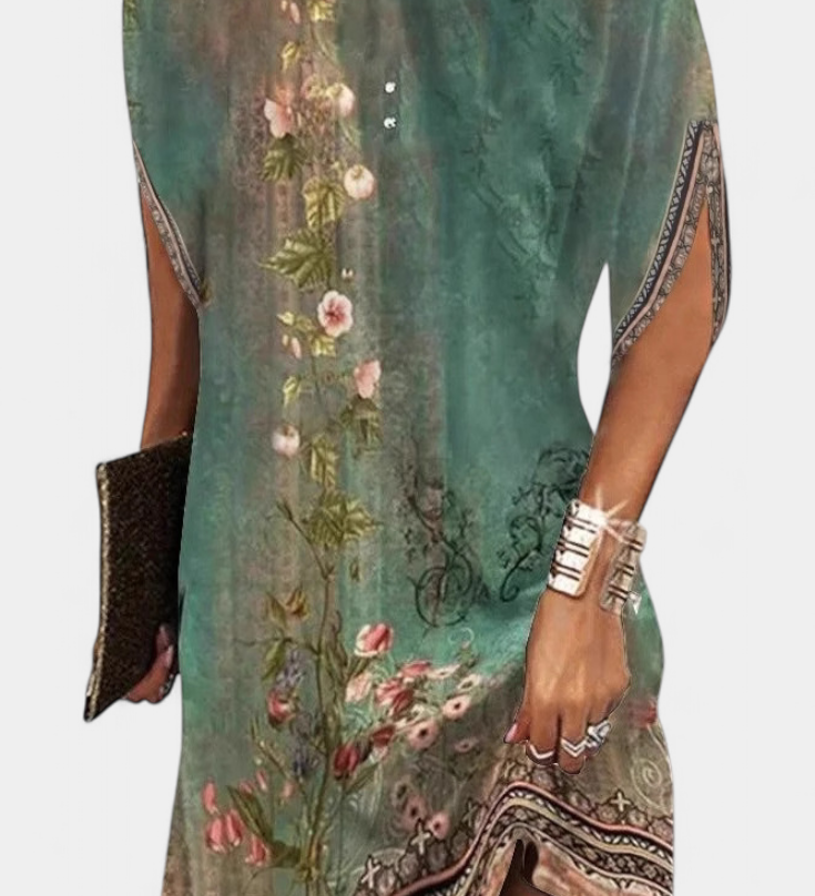 Vestido Midi Ena Sin Tiempo con Escote Redondo
