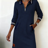 Vestido elegante de algodón con mangas largas