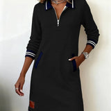 Vestido elegante de algodón con mangas largas