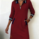Vestido elegante de algodón con mangas largas