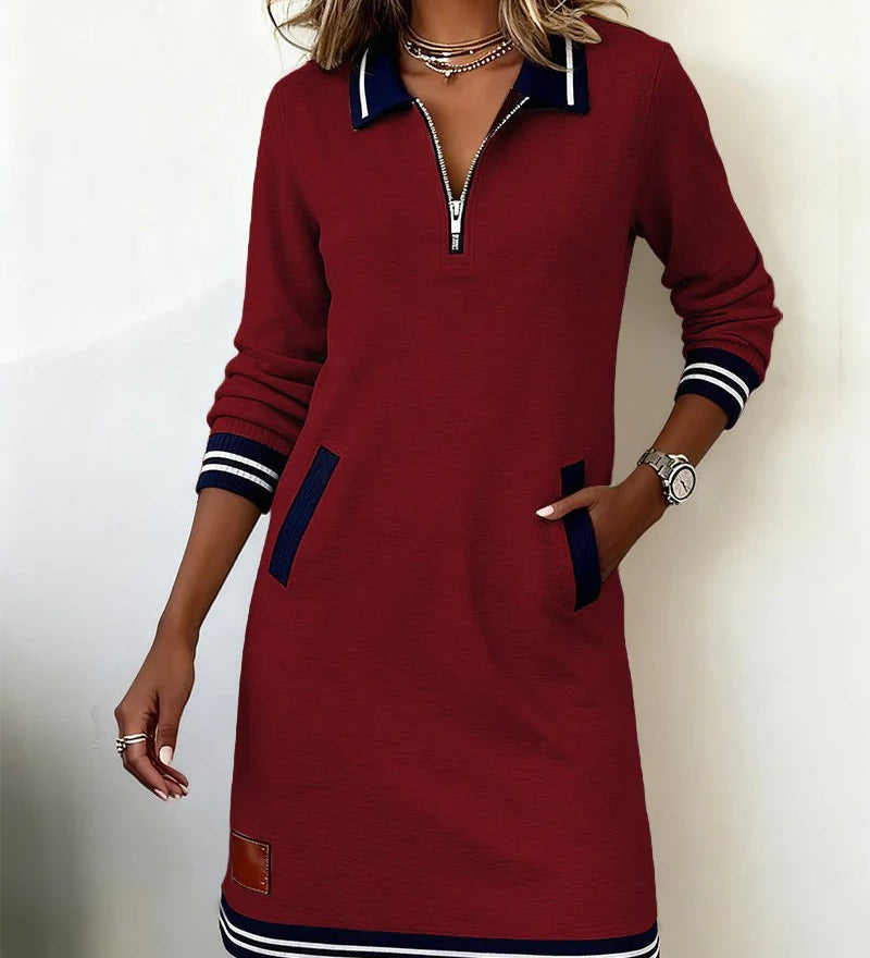 Vestido elegante de algodón con mangas largas