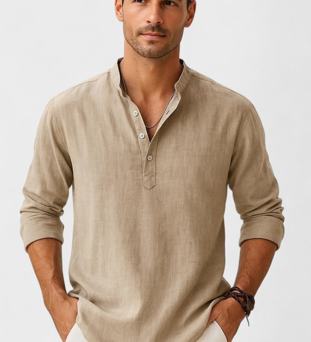 Lasse - Camisa de algodón y lino