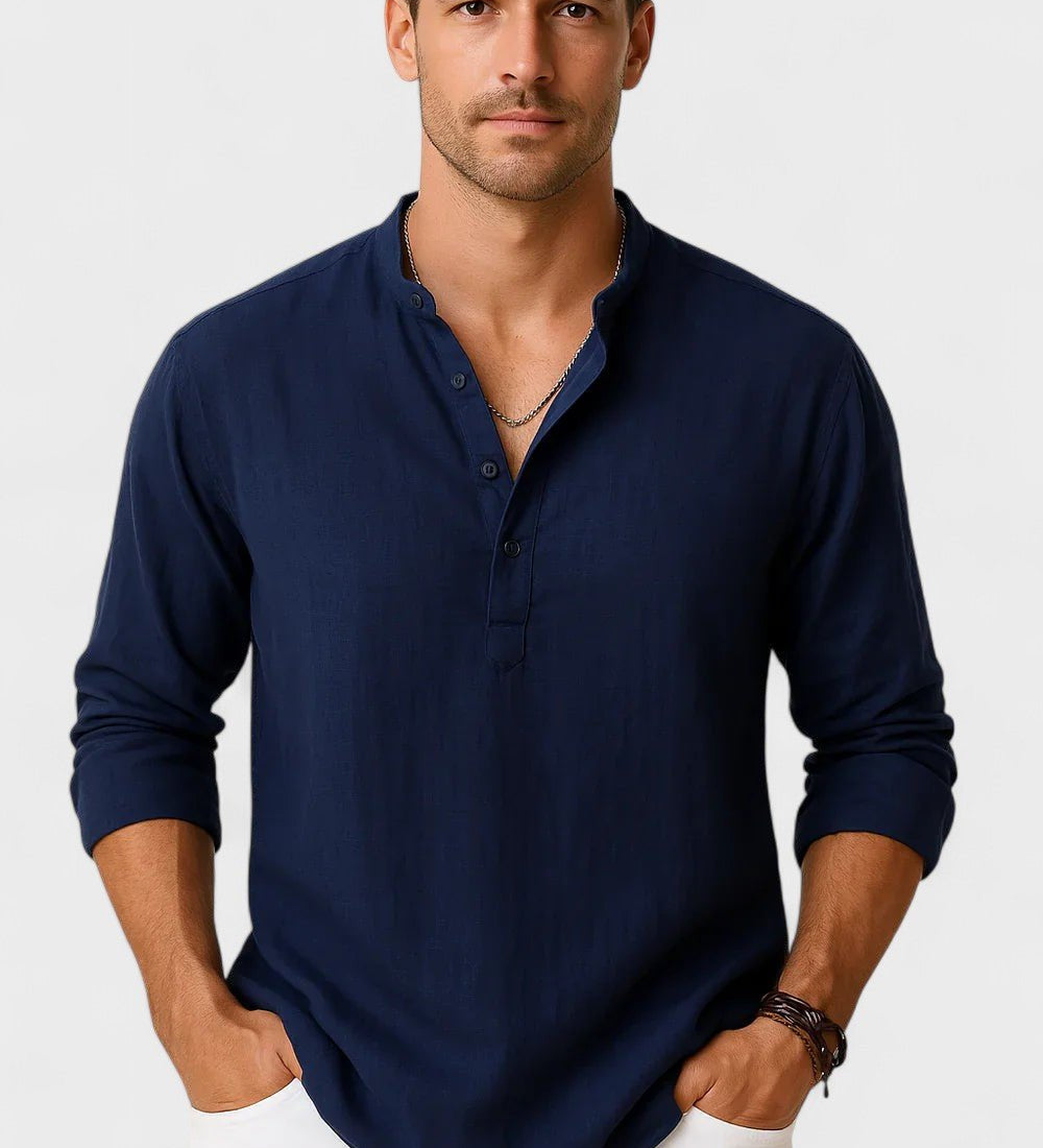 Lasse - Camisa de algodón y lino