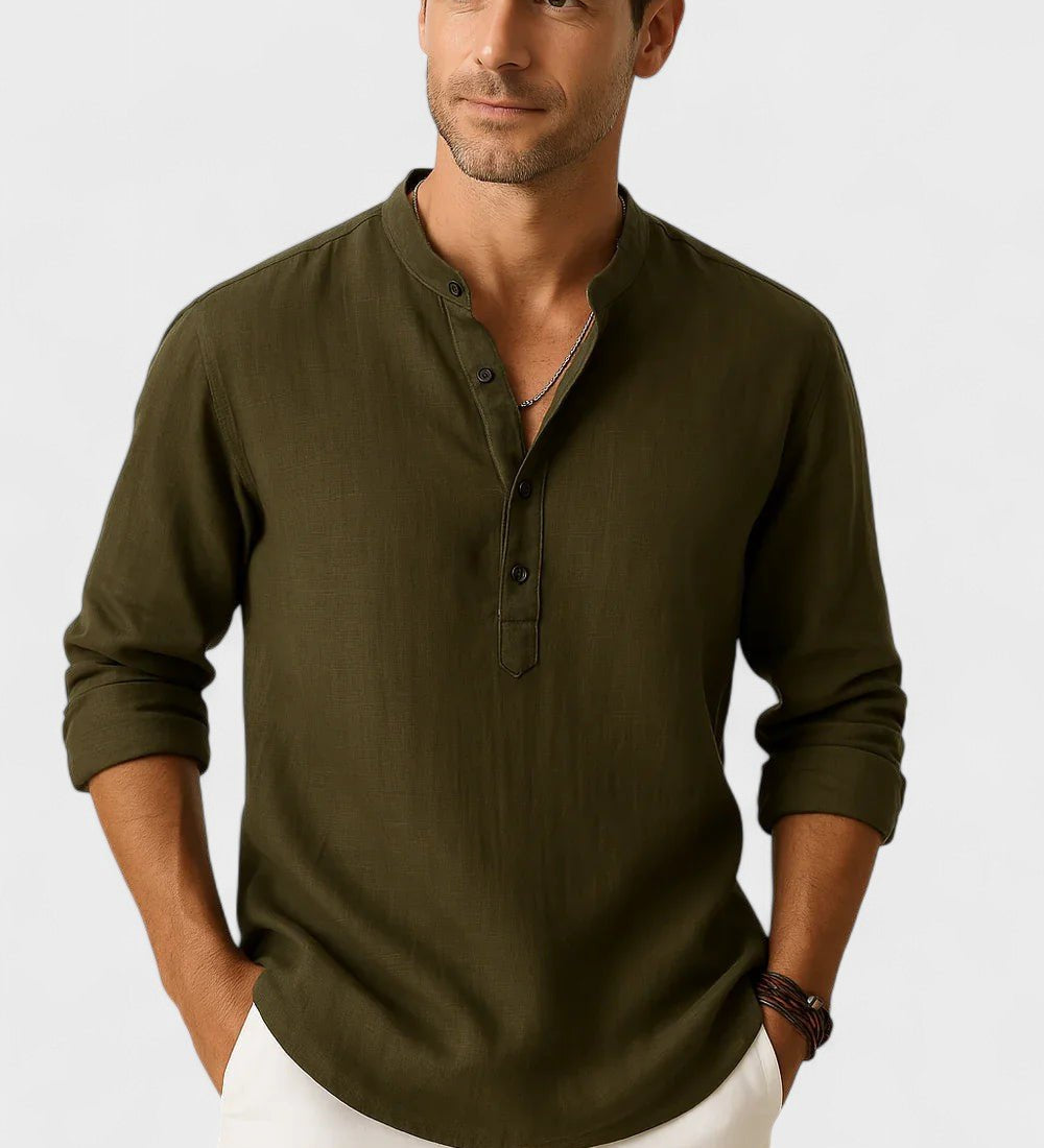 Lasse - Camisa de algodón y lino