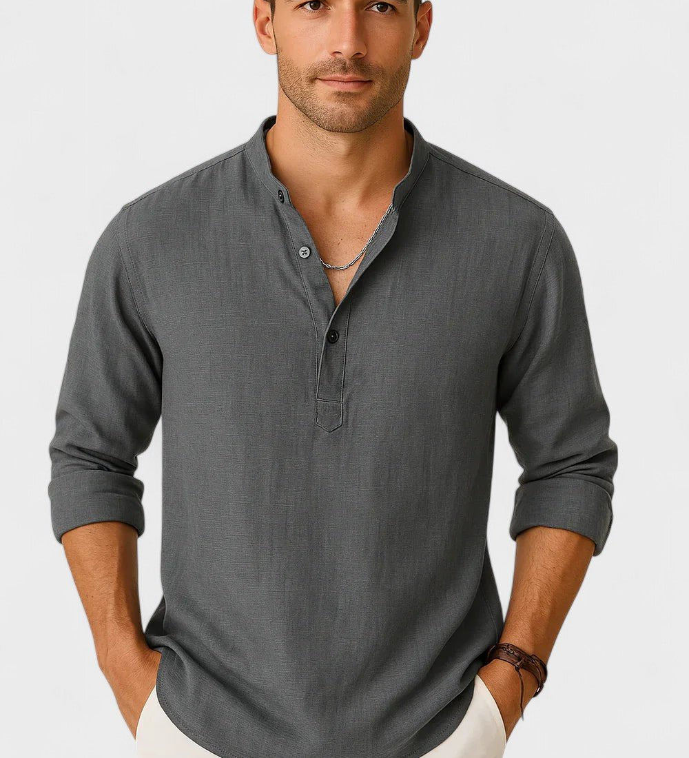Lasse - Camisa de algodón y lino