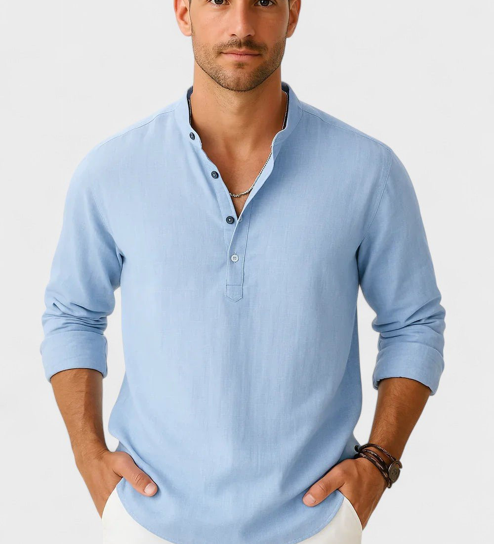 Lasse - Camisa de algodón y lino