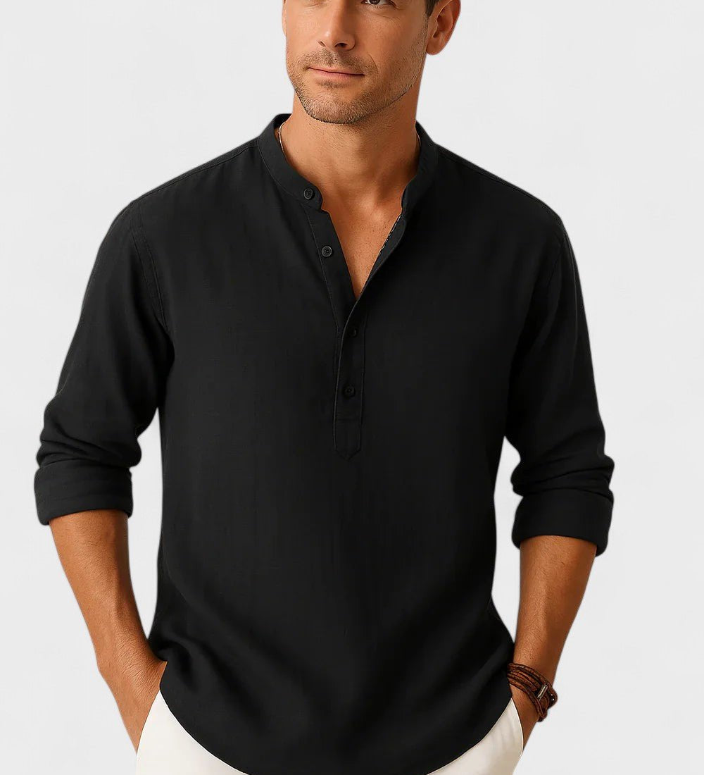 Lasse - Camisa de algodón y lino