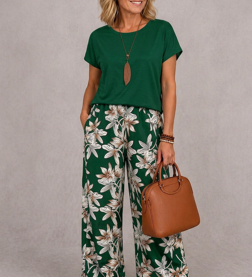 Rosie | Conjunto floral elegante de dos piezas