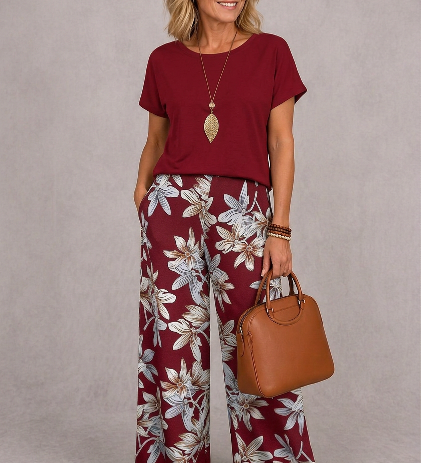 Rosie | Conjunto floral elegante de dos piezas