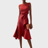 Katarina - Vestido midi asimétrico arrugado