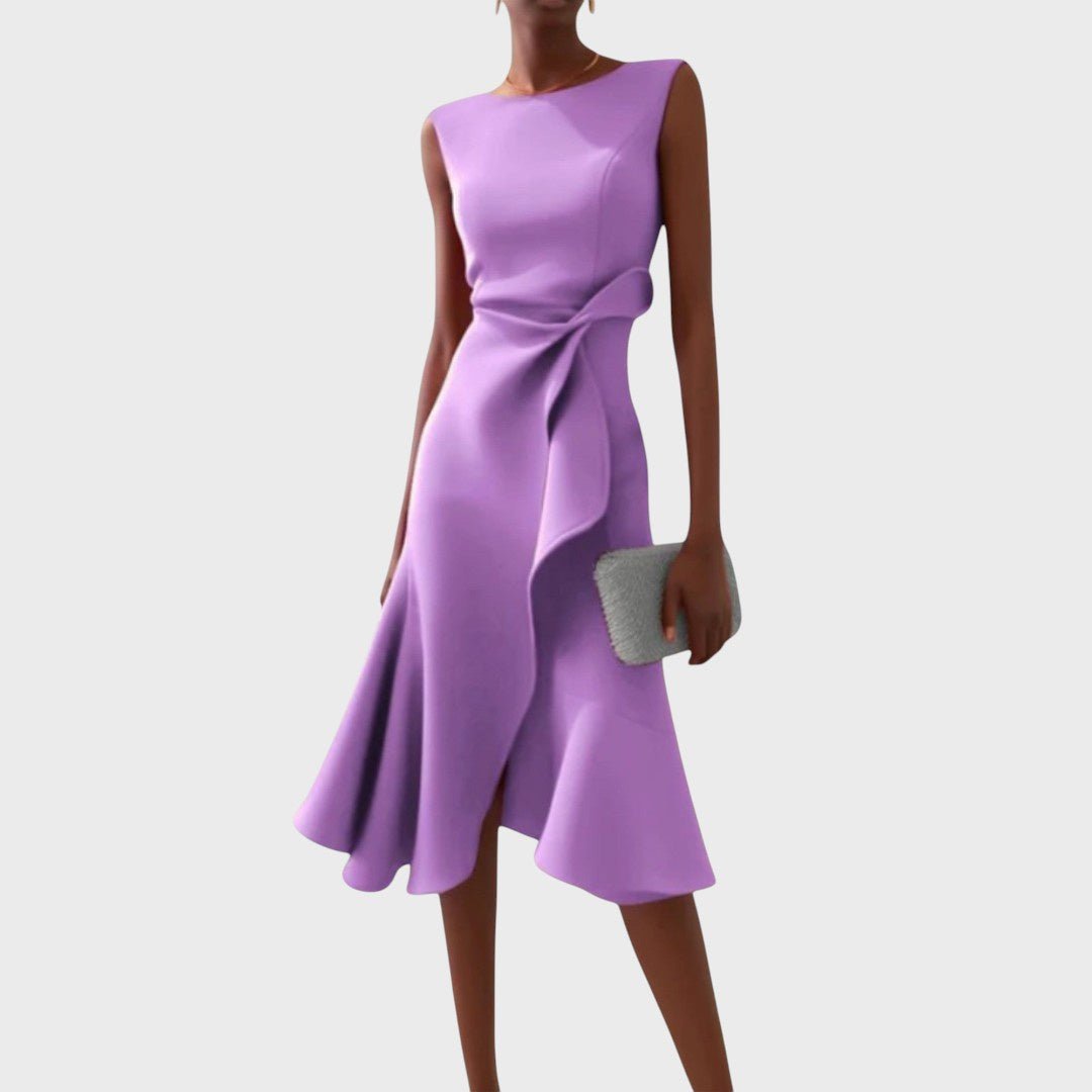 Katarina - Vestido midi asimétrico arrugado