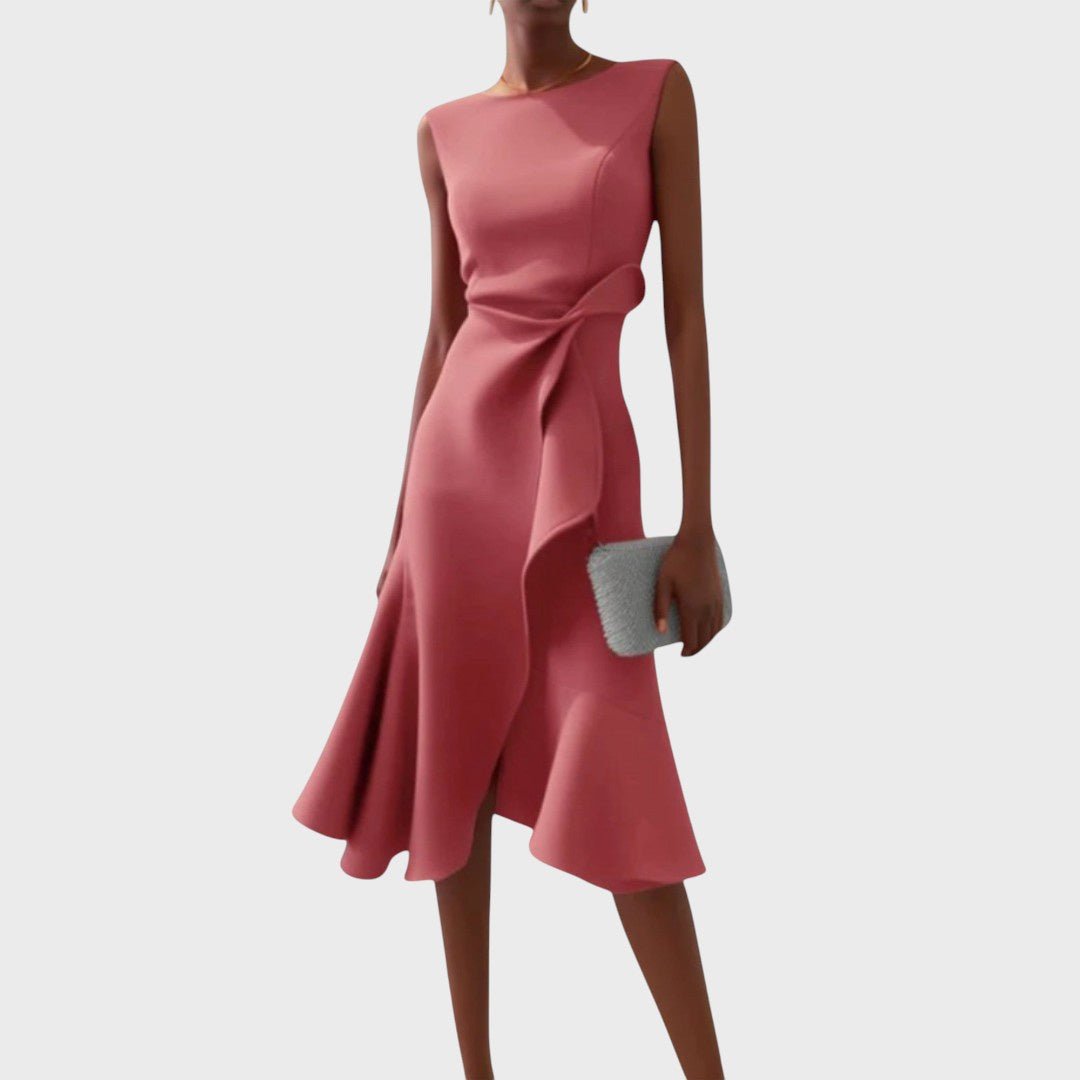 Katarina - Vestido midi asimétrico arrugado
