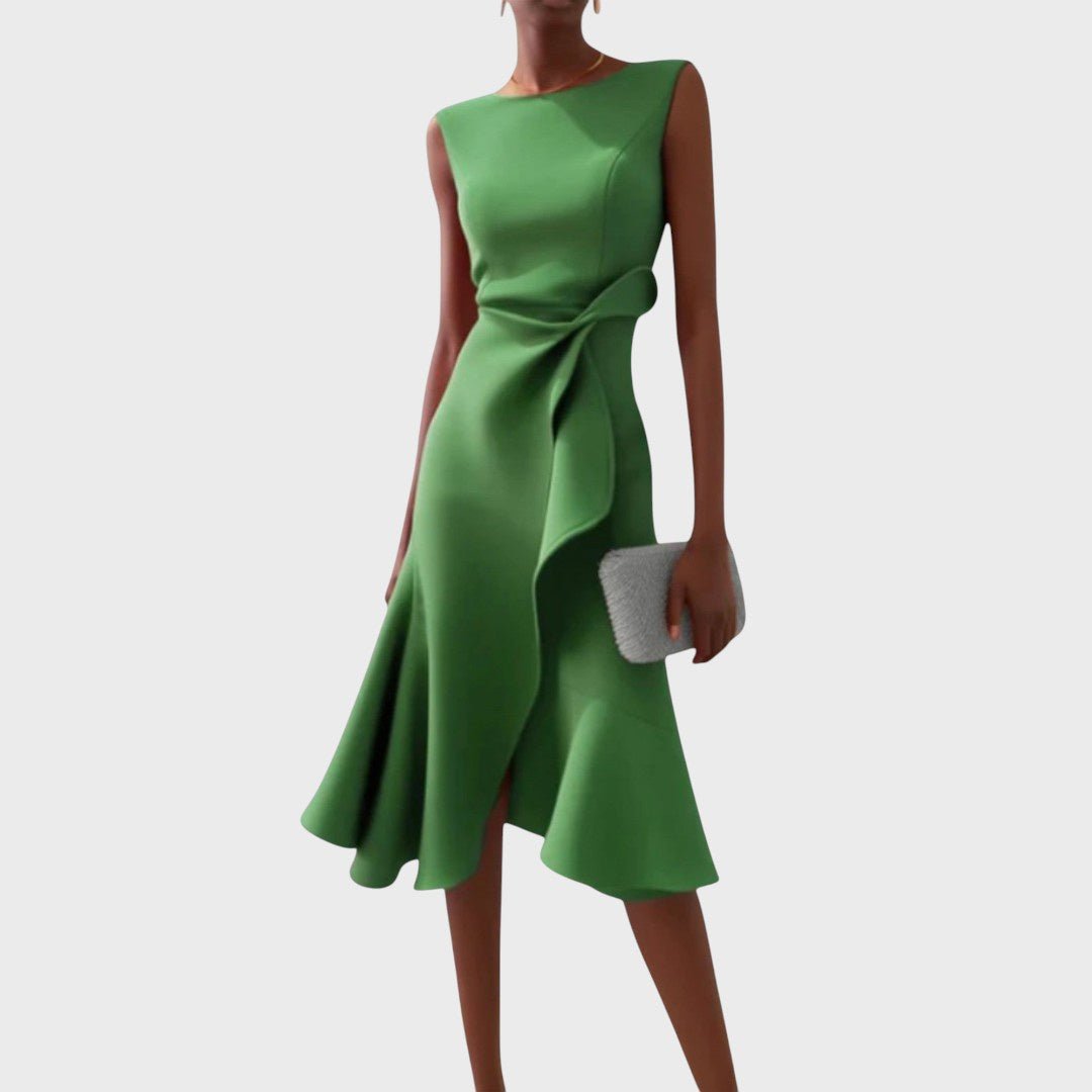 Katarina - Vestido midi asimétrico arrugado
