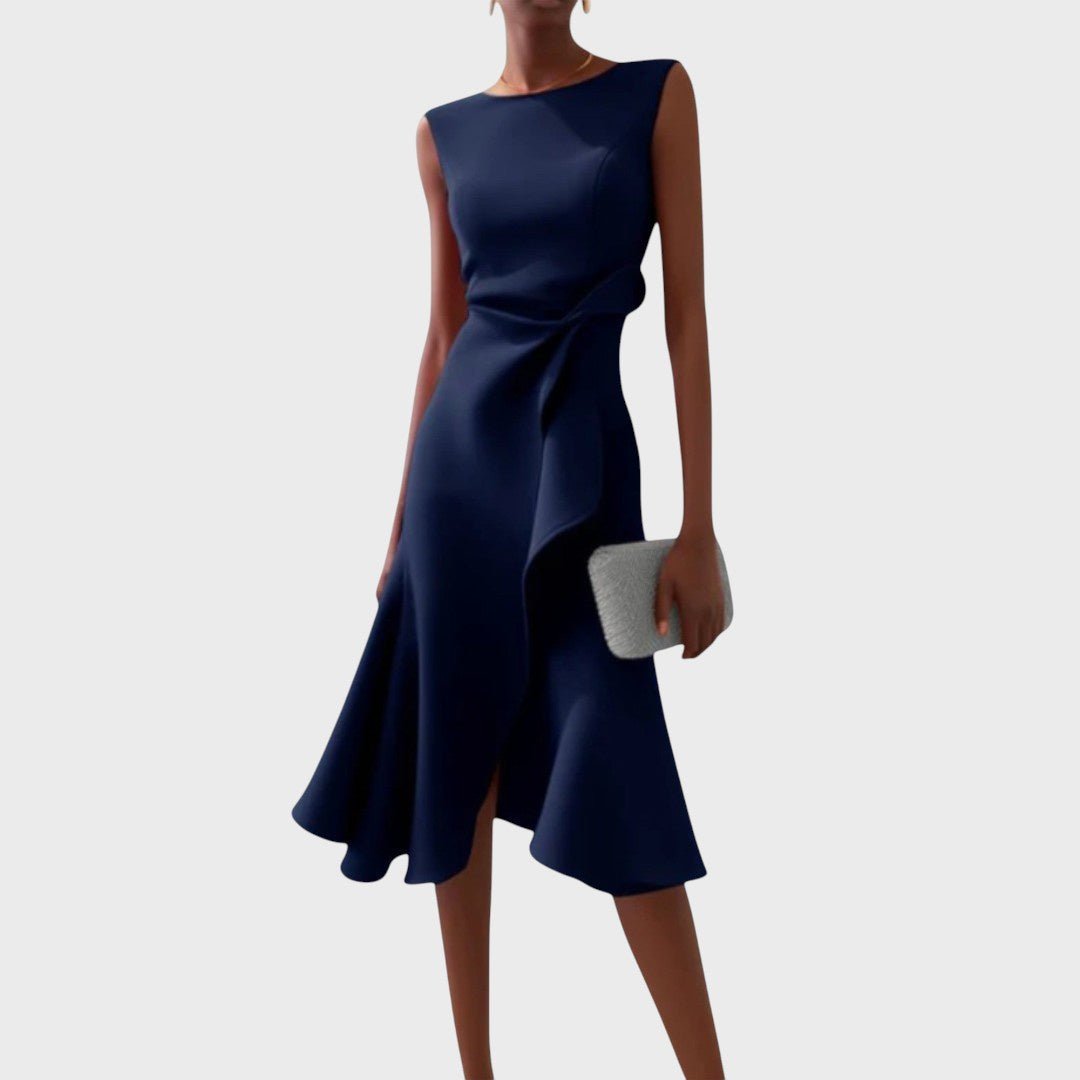 Katarina - Vestido midi asimétrico arrugado