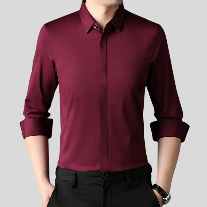 Mitchel - Camisa de hombre stretch sin arrugas