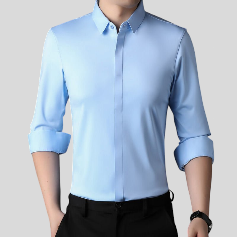 Mitchel - Camisa de hombre stretch sin arrugas