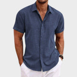 Oliver - Camisa de hombre de lino con mangas cortas