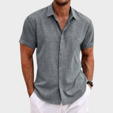 Oliver - Camisa de hombre de lino con mangas cortas